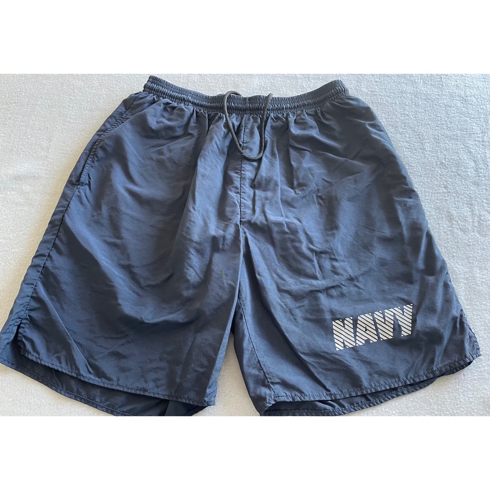 US Navy Physical Fitness Uniform PTU Shorts Mens Medium Blue 8 Inch Inseam